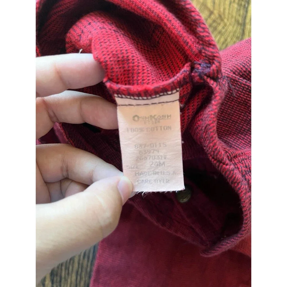 Vintage OshKosh B'Gosh Vestbak Overalls Jumper - Red/Black Grid (24M)